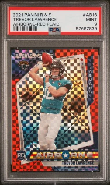 2021 Panini Trevor Lawrence Rookies & Stars Airborne Red Plaid #AB16 card image