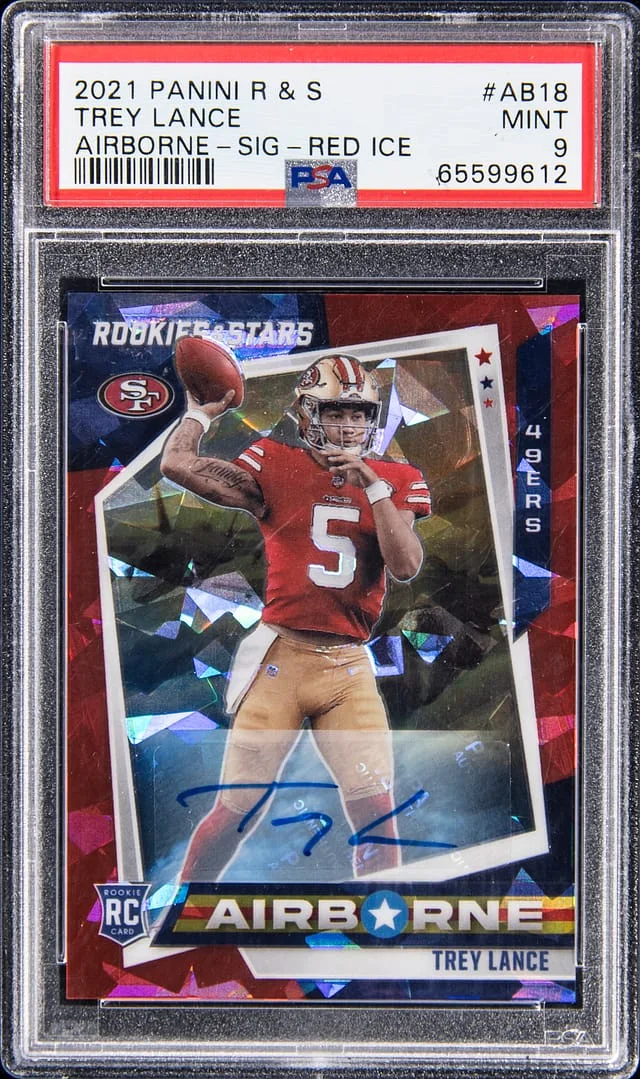 2021 Panini Trey Lance Rookies & Stars Airborne Signature Red Ice #AB-18 card image