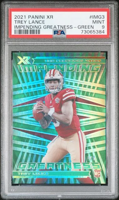 2021 Panini Trey Lance XR Impending Greatness Green #IMG-3 card image