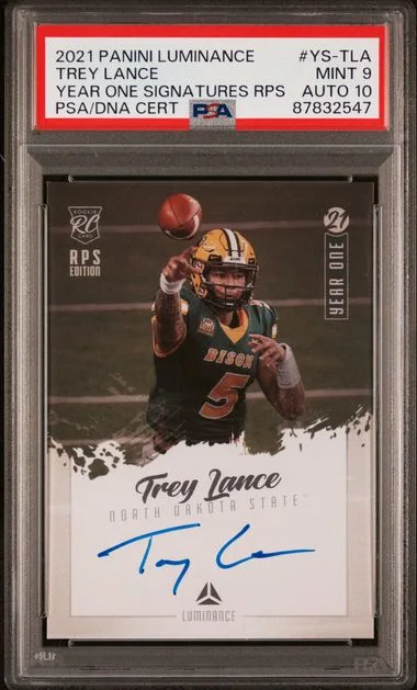 2021 Panini Trey Lance Luminance Year One Signatures RPS #YS-TLA card image