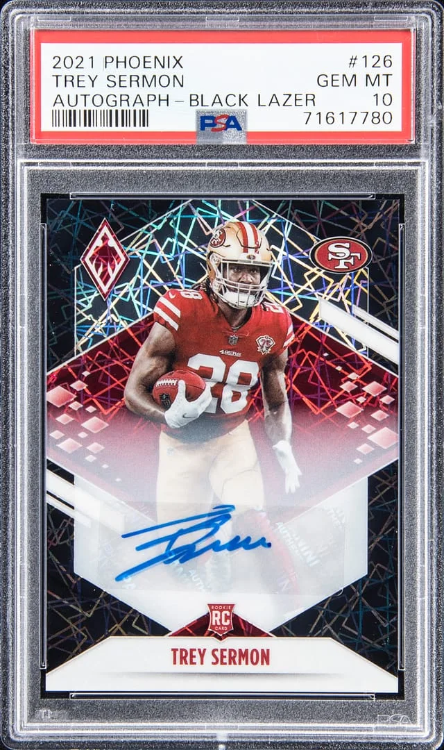 2021 Panini Trey Sermon Phoenix Autograph Black Lazer #126 card image