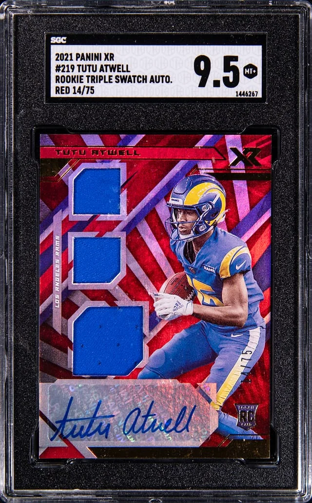 2021 Panini Tutu Atwell XR Triple Swatch Autograph Red #219 card image