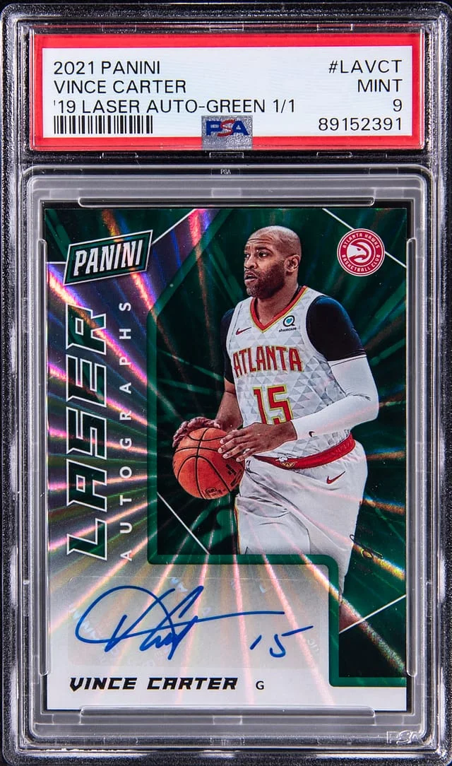 2021 Panini Vince Carter 19 Laser Autograph-Green 1/1 #LAVCT card image
