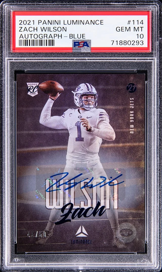 2021 Panini Zach Wilson Luminance Autograph Blue #114 card image