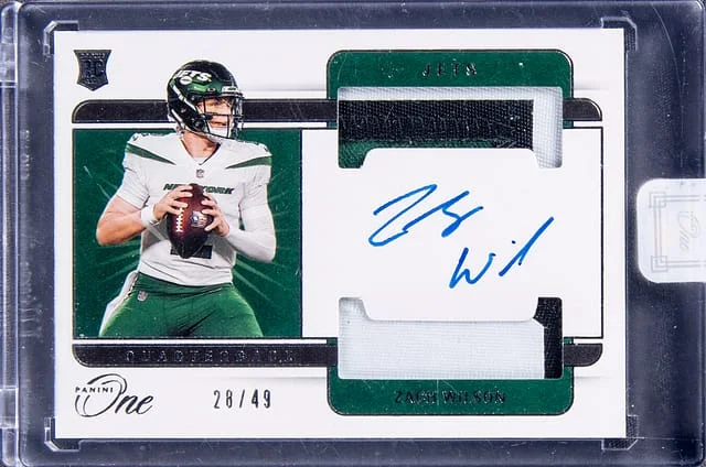 2021 Panini Zach Wilson One Dual Patch Autograph (RPA) #32 card image