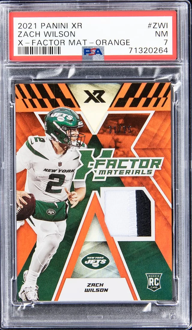 2021 Panini Zach Wilson Xr X-Factor Materials Orange #XFM-ZWI card image