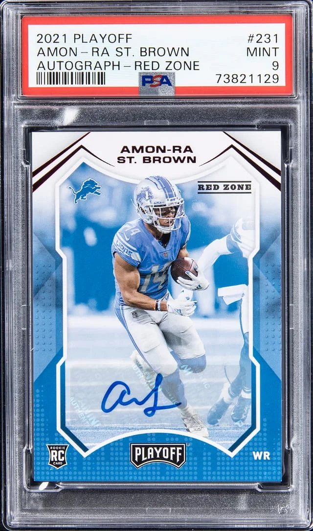 2021 Playoff Amon - Ra St. Brown Autograph - Red Zone #231 card image