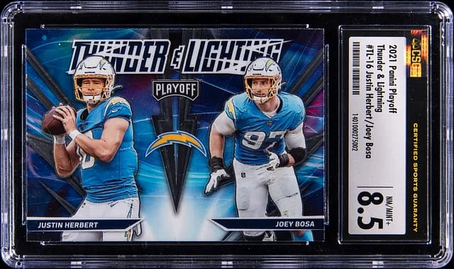 2021 Playoff Justin Herbert/Joey Bosa Thunder & Lightning #TL-16 card image