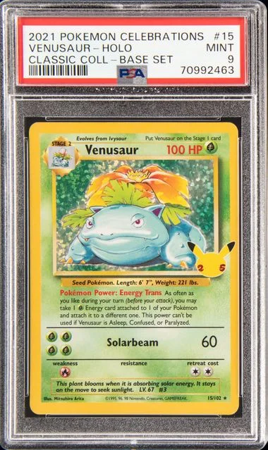 2021 Pokemon Celebrations Classic Collection Base Set Holo Venusaur #15 card image