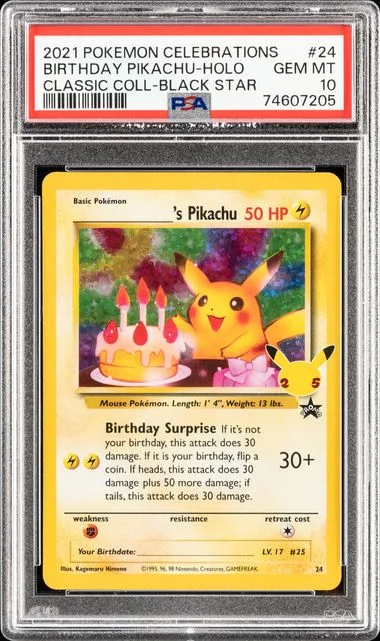 2021 Pokemon Celebrations Classic Collection Birthday Pikachu-Holo #24 card image