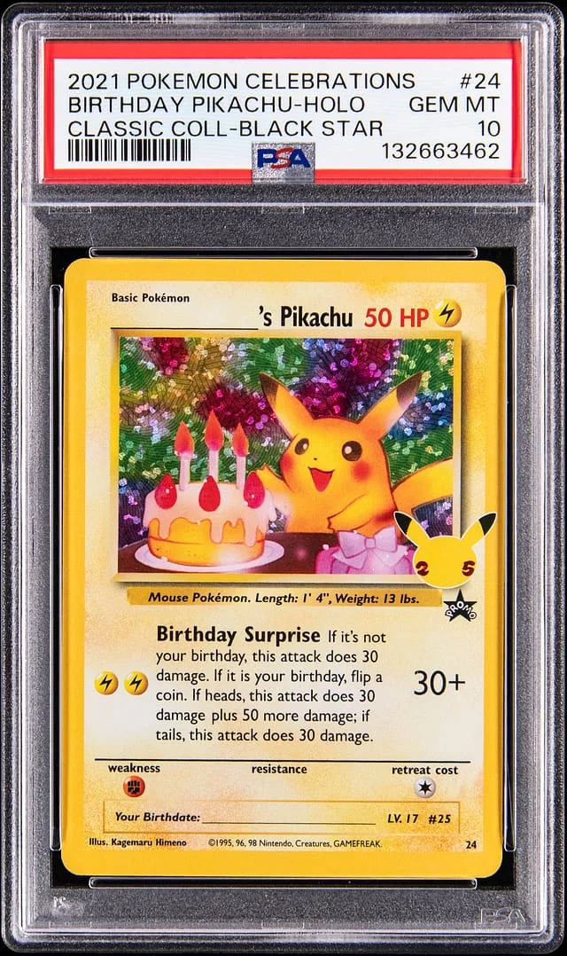 2021 Pokemon Celebrations Classic Collection Black Star Promo Holo Birthday Pikachu #24 card image