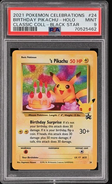 2021 Pokemon Celebrations Classic Collection Black Star Promo Holofoil Birthday Pikachu #24 card image