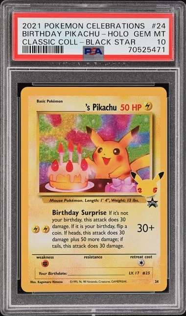 2021 Pokemon Celebrations Classic Collection Black Star Promo Rare Classic Holofoil Birthday Pikachu #24 card image