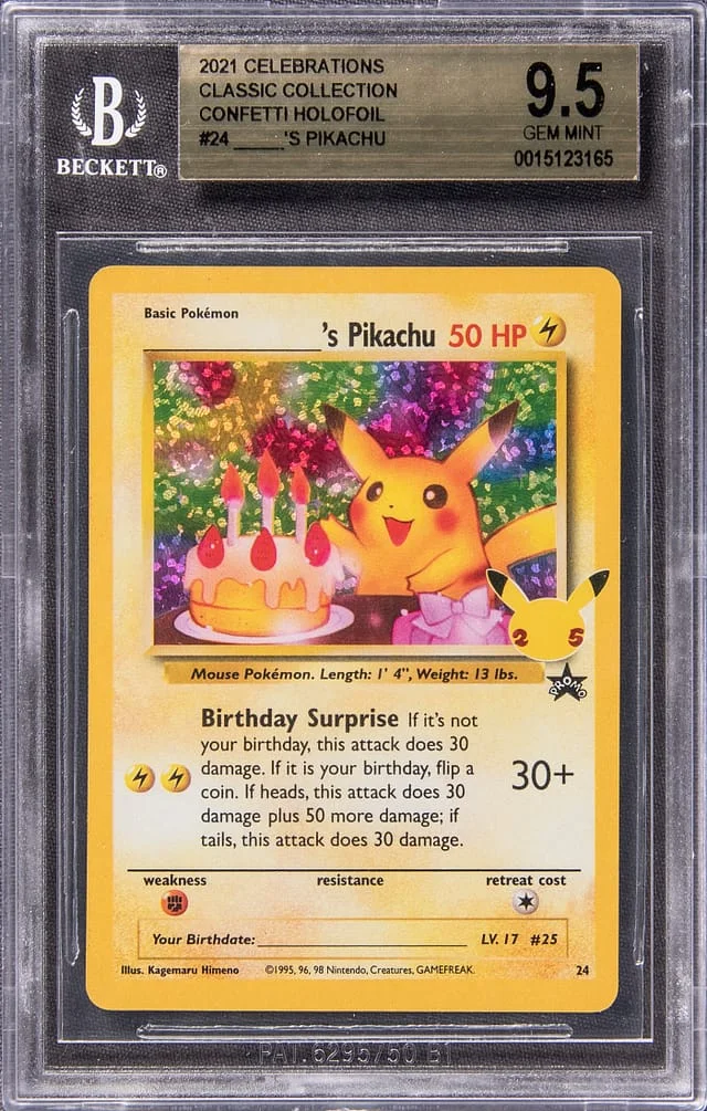 2021 Pokemon Celebrations Classic Collection Confetti Holofoil Birthday Pikachu #24 card image