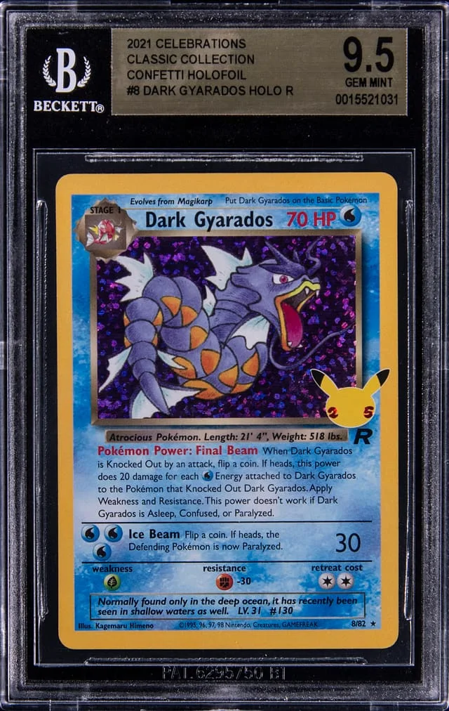 2021 Pokemon Celebrations Classic Collection Confetti Holofoil Holo R Dark Gyarados #8 card image
