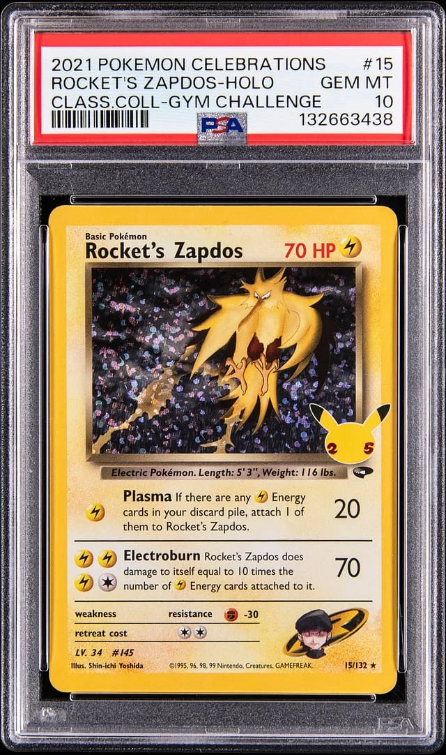 2021 Pokemon Celebrations Classic Collection Gym Challenge Holo Rocket's Zapdos #15 card image