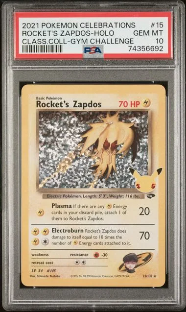 2021 Pokemon Celebrations Classic Collection Gym Challenge Holofoil Rocket's Zapdos #15 card image