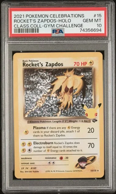2021 Pokemon Celebrations Classic Collection Holofoil Rocket's Zapdos #15 card image
