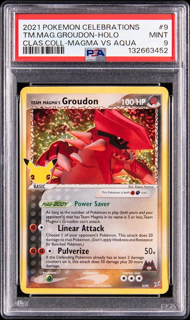 2021 Pokemon Celebrations Classic Collection Magma vs Aqua Holo Team Magma's Groudon #9 card image
