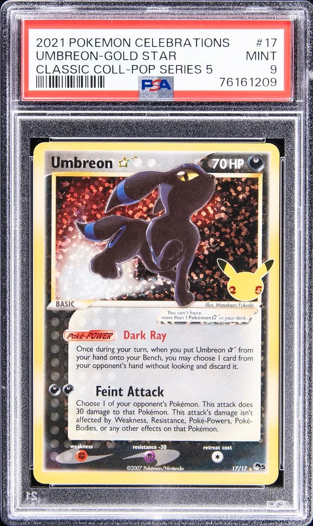 2021 Pokemon Celebrations Classic Collection Pop Series 5 Umbreon Gold Star #17 card image