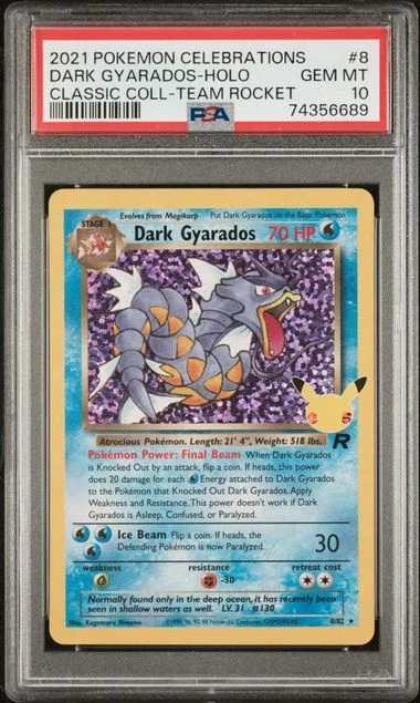 2021 Pokemon Celebrations Classic Collection Team Rocket Holofoil Dark Gyarados #8 card image