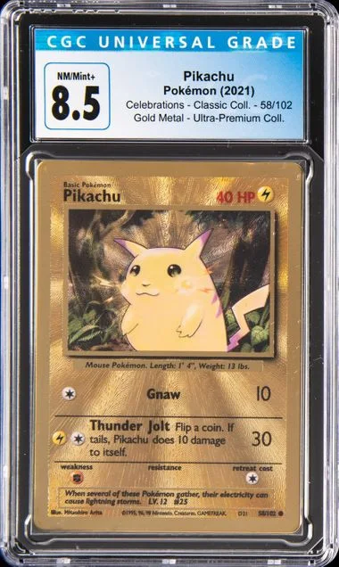 2021 Pokemon Celebrations Classic Collection Ultra-Premium Collection Gold Metal Pikachu #58 card image