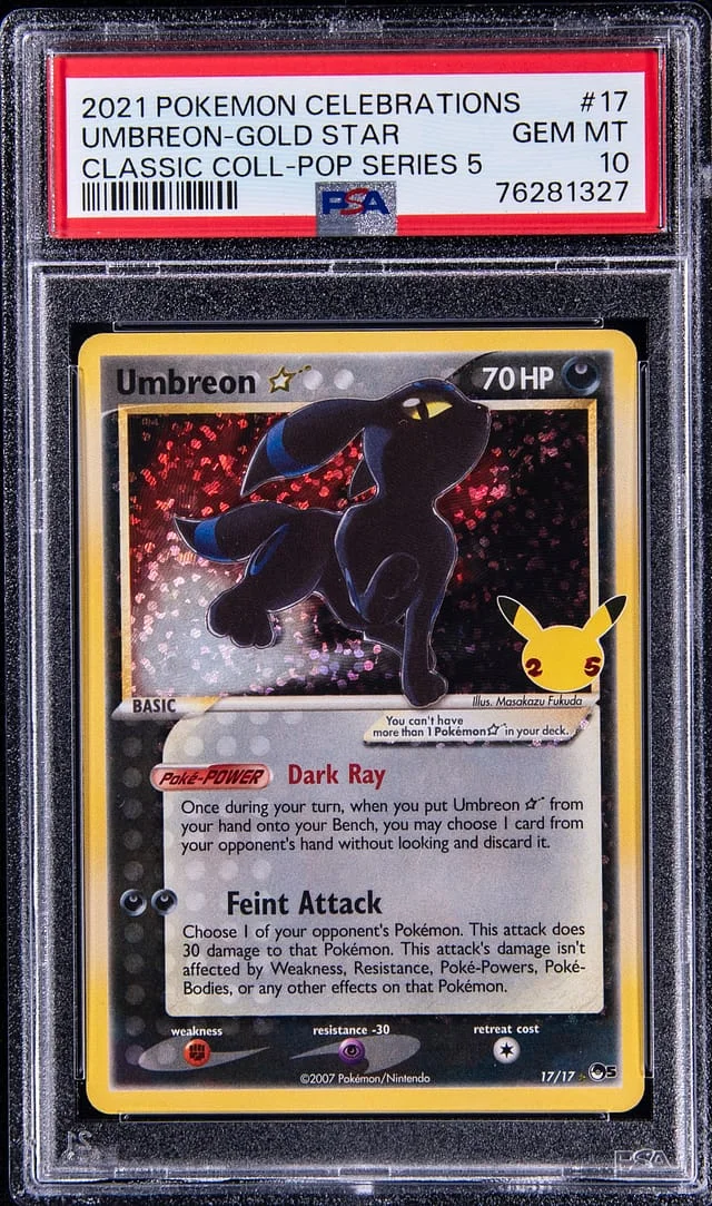 2021 Pokemon Celebrations Classic Collections Pop Series 5 Umbreon Gold Star #17 card image