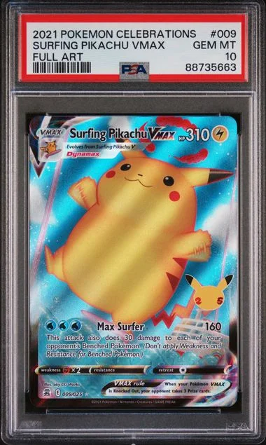 2021 Pokemon Celebrations Full Art/Surfing Pikachu Vmax #009 card image