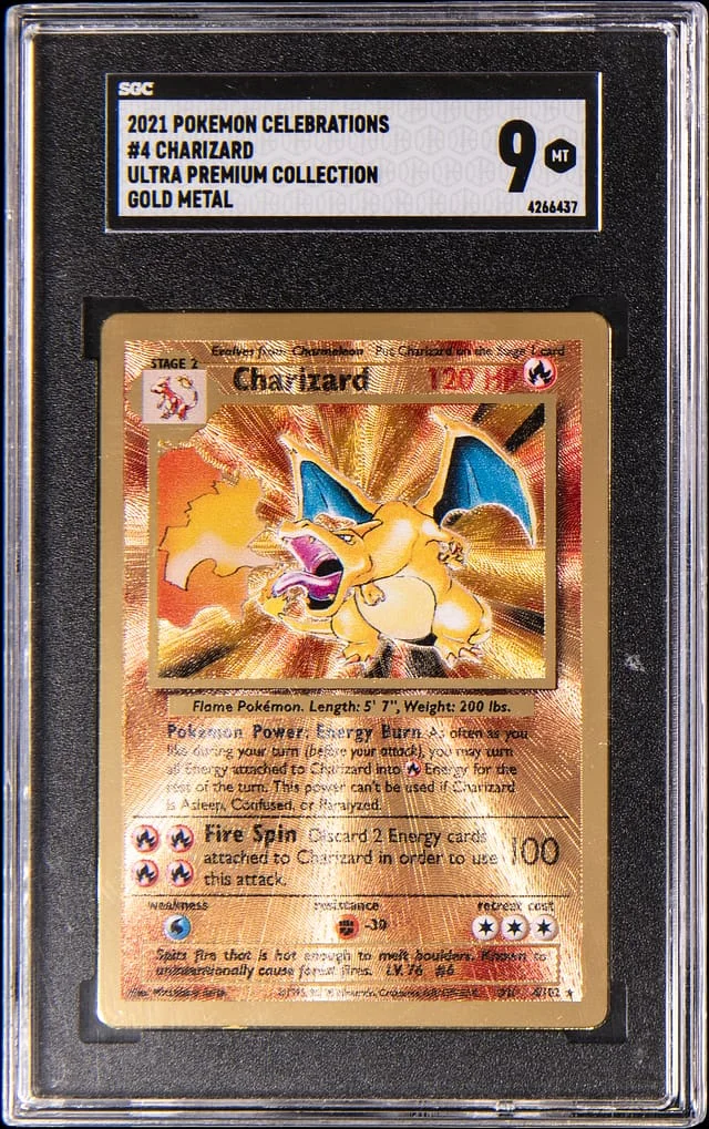 2021 Pokemon Celebrations Ultra Premium Collection Gold Metal Charizard #4 card image