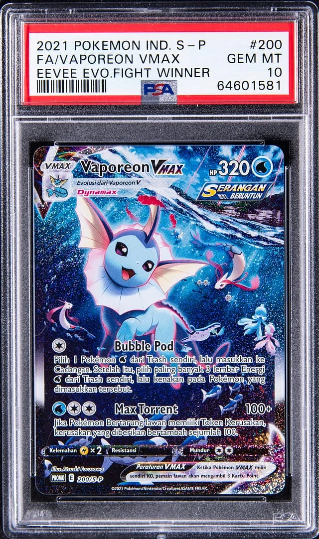 2021 Pokemon Indonesia S Promo Eevee Evolution Fight Winner Full Art Vaporeon VMAX #200 card image