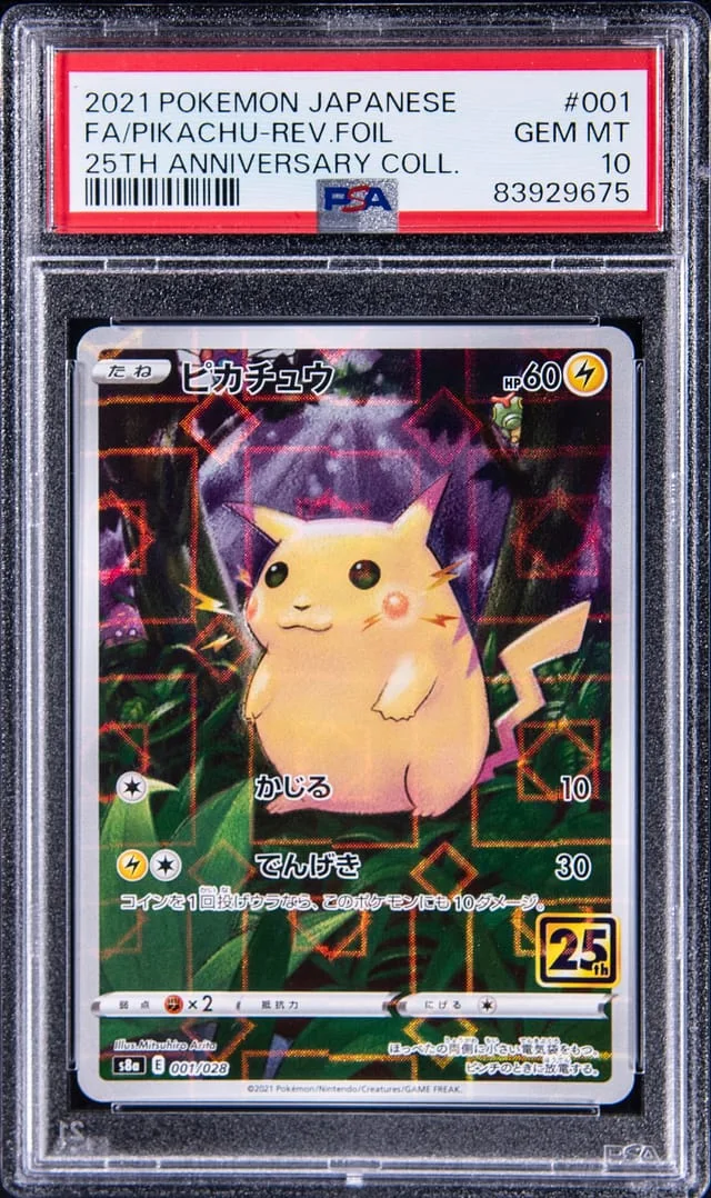 2021 Pokemon Japanese 25th Anniversary Collection Full Art Reverse Foil Pikachu #001 card image