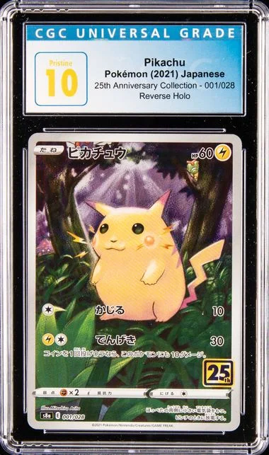 2021 Pokemon Japanese 25TH Anniversary Collection Full Art Reverse Holofoil Pikachu #001 card image