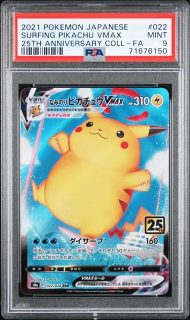 2021 Pokemon Japanese 25th Anniversary Collection Full Art Surfing Pikachu VMAX #022 card image