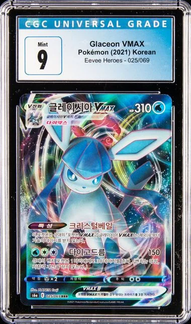 2021 Pokemon Korean Sword & Shield Eevee Heroes Full Art/Glaceon Vmax #025 card image