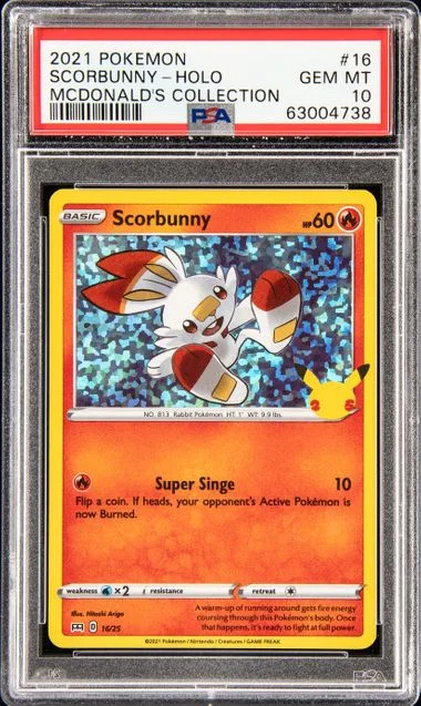 2021 Pokemon Mcdonald's Collection Holofoil Scorbunny #16 card image