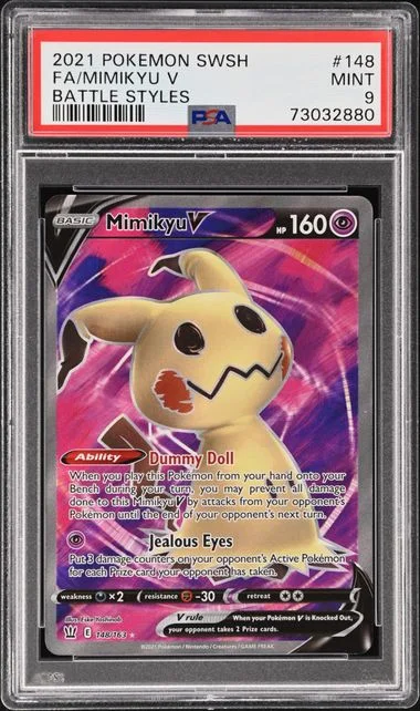 2021 Pokemon Sword and Shield Battle Styles Full Art Mimikyu V #148 card image
