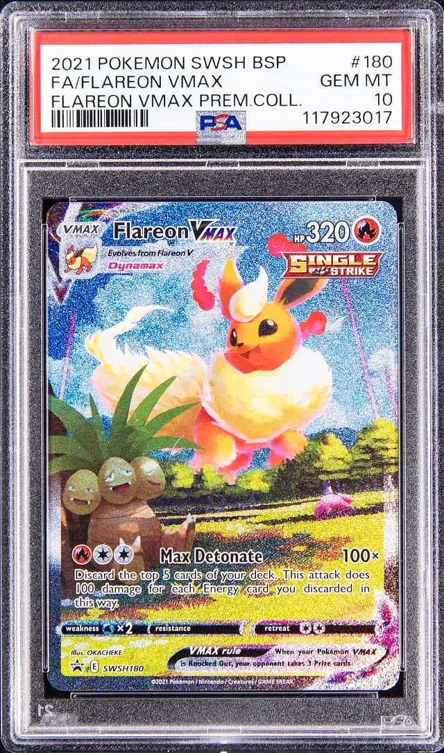 2021 Pokemon Sword and Shield Black Shield Promo Flareon VMax Premium Collection Full Art Flareon VMax #180 card image