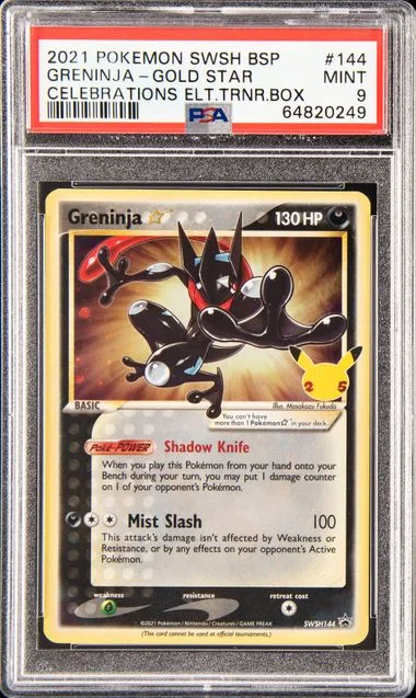 2021 Pokemon Sword and Shield Black Star Promo Celebrations Elite Trainer Box Gold Star Greninja #144 card image