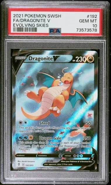 2021 Pokemon Sword and Shield Evolving Skies Full Art Dragonite V #192 card image