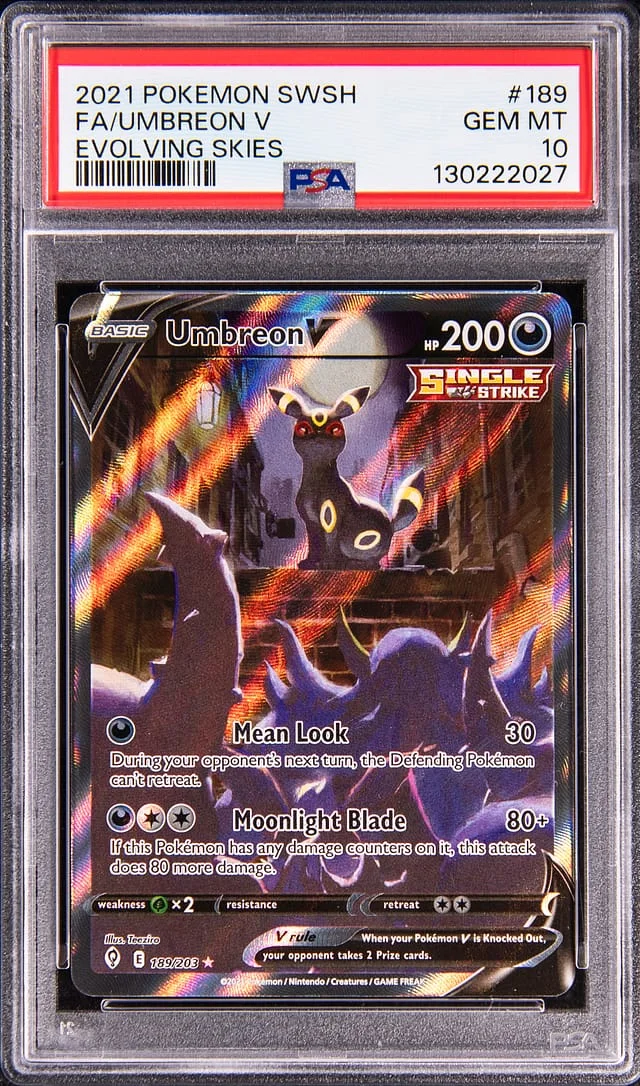 2021 Pokemon Sword and Shield Evolving Skies Full Art Umbreon V #189 card image