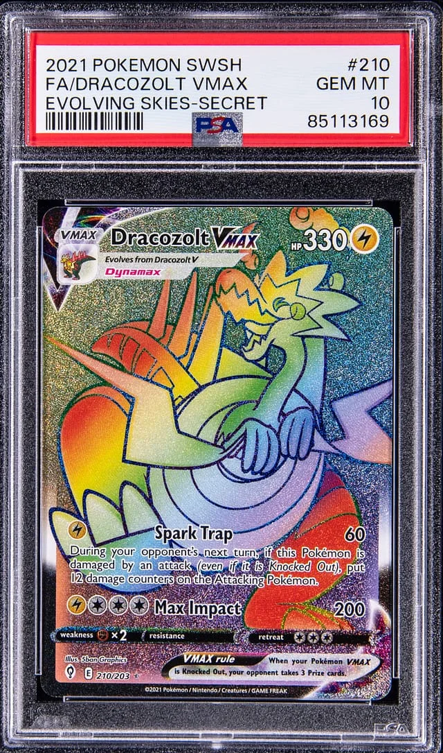 2021 Pokemon Sword And Shield Evolving Skies Secret Rainbow Rare Full Art Dracozolt VMAX #210 card image