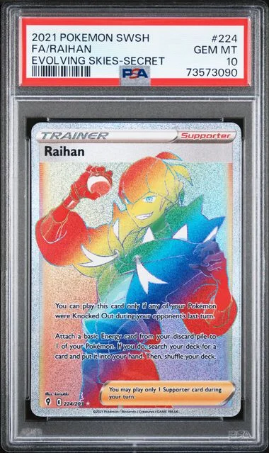 2021 Pokemon Sword and Shield Evolving Skies Secret Rare Full Art Raihan #224 card image