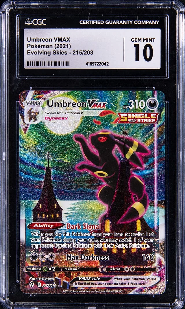 2021 Pokemon Sword and Shield Evolving Skies Secret Rare Full Art Umbreon VMAX #215 card image