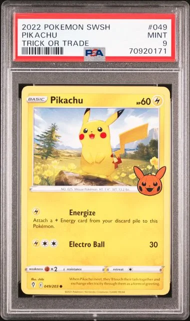 2021 Pokemon Sword and Shield Evolving Skies Trick Or Trade '22 Pikachu #049 card image
