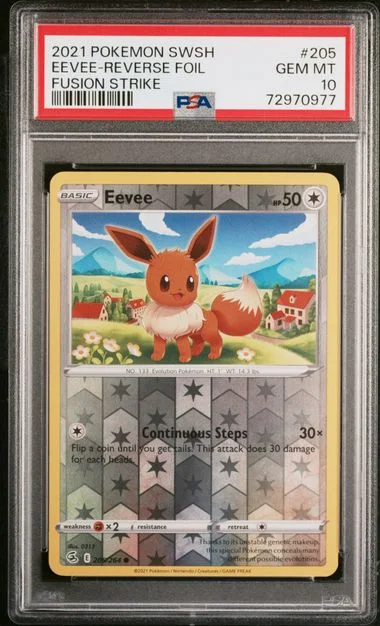 2021 Pokemon Sword and Shield Fusion Strike Reverse Foil Eevee #205 card image