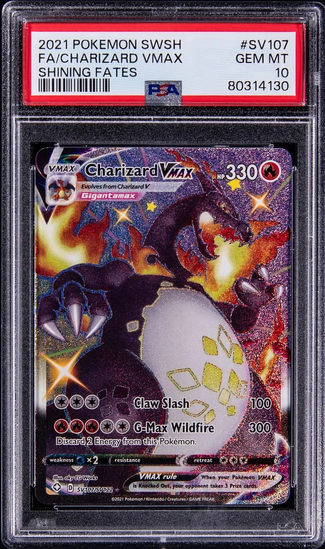 2021 Pokemon Sword and Shield Shining Fates Full Art Charizard VMAX #SV107 card image
