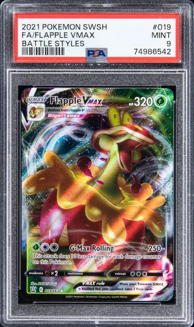 2021 Pokemon Sword & Shield Battle Styles Full Art Rare Holofoil Flapple VMAX #019 card image