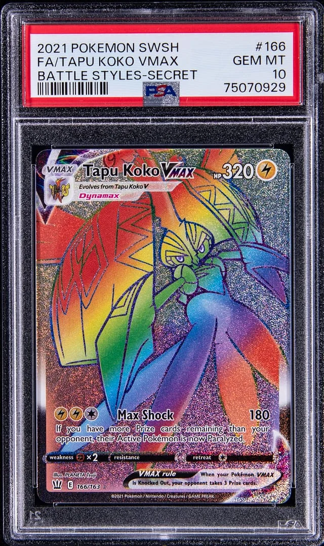 2021 Pokemon Sword & Shield Battle Styles Full Art Secret Rare Tapu Koko VMAX #166 card image