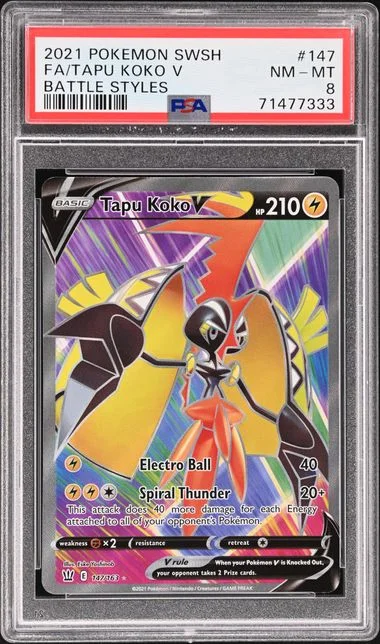 2021 Pokemon Sword & Shield Battle Styles Full Art Tapu Koko V #147 card image
