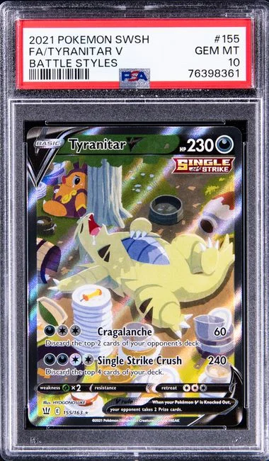 2021 Pokemon Sword & Shield Battle Styles Full Art/Tyranitar V #155 card image
